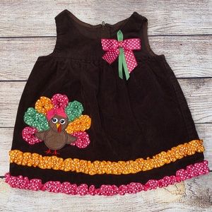 Adorable Thanksgiving Turkey Dress Ribbon 3-6 Mo